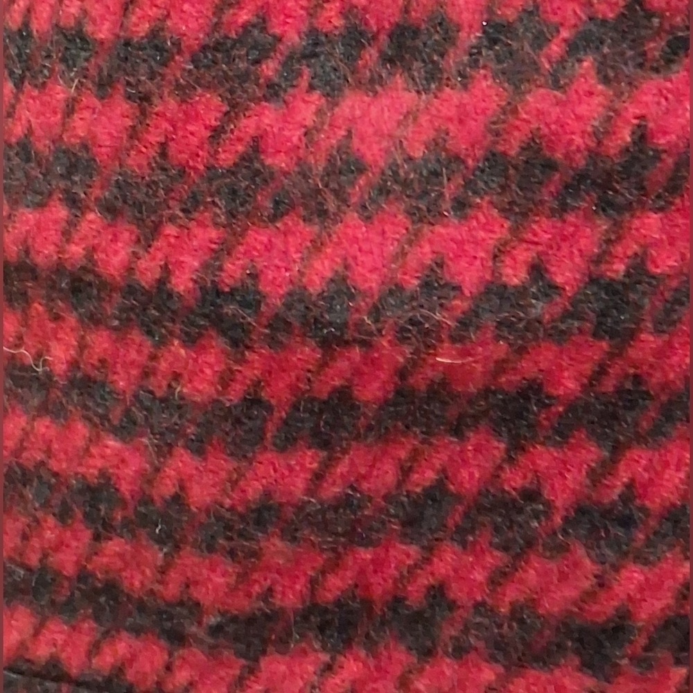 EUC Vintage Coach Red & Black Houndstooth Cashmere & Wool Casual Winter Scarf - Picture 3 of 7